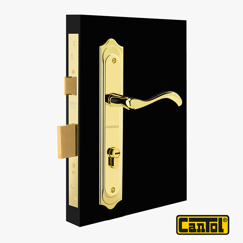 CERRADURA CANTOL GINEBRA CLASICA BRONCE PULIDO DERECHA